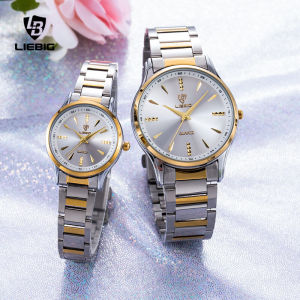 LIEBIG Đồng Hồ Thời Trang Nữ Đồng Hồ Thạch Anh Thường Ngày Chống Nước Bằng Thép Không Gỉ Màu Vàng Kim Sang Trọng Cặp Đôi Quà Tặng Cho Nam Nữ L1016