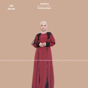 Gamis Abaya Maxi Umroh Miraj Hitam Putih 148  Renda Bordir Dewasa Muslimah Andinicollection