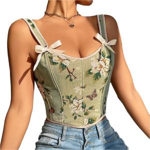 Popular Corset Elegant Jacquard Bustier for Female French Shaping Girdle LaceUp Tanks Top for Cosplay Party Theme Event