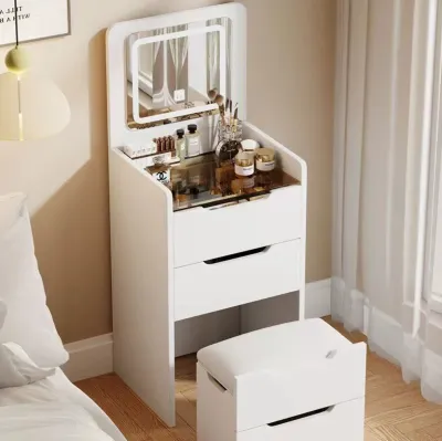 Simple Bedside Dresser Modern Bedroom One Piece Flip Vanity Cabinet Multifunctional Makeup Table