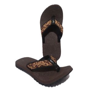 Outdoor slippers SANTH090 brown jaguar design strap with brown slipsole (Available Sizes 5 6 7 8 9 10 11 12)