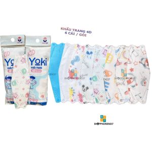 Khẩu trang 4D Yoki cho bé bịch 6 cái tiêu chuẩn KF94 / Landmask