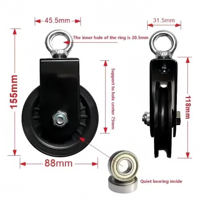 88mm Single Katrol Pulley Cable Home Gym Logam Roda Pulley Home Gym Roda Katrol Kabel Untuk Gym