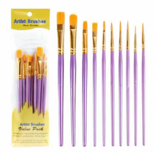 10 PCS Watercolor Paint Brush Set Drawing Acrylic Wooden Handle Painting Brushes Art Supplies