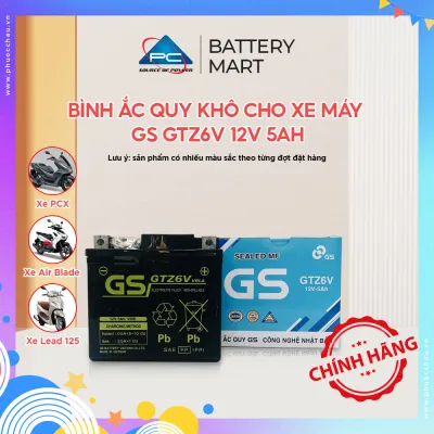 Ắc quy GS khô GTZ6V PCX Vision Lead125 Sh Việt Airblade 125 Winner STD acquy SHVN Air Blade AB 125 MF 5A 5ah