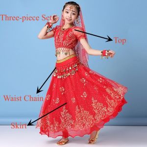 4Pcs/Set New Kids Belly Dance Costume Set Oriental Indian Dancing Dress For Girls