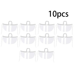 10Pcs Food Sanitary Mouth Mask Anti-Fog Clear Mouth Shield Reusable Food Protection Face Mask