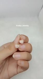 Anting Love Gantung mata full Perak 925 Sepuh Emas Rosegold