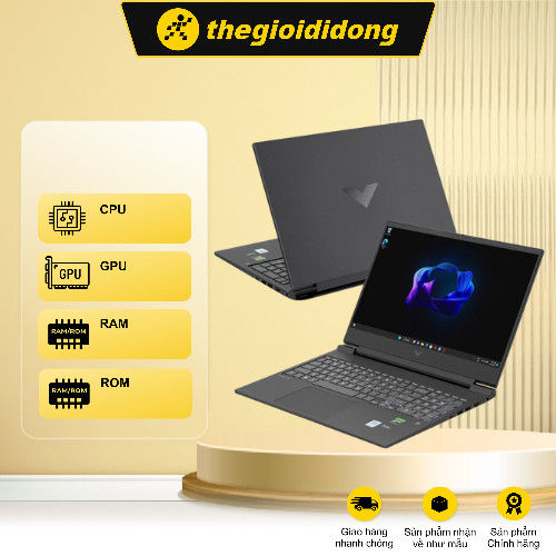 Laptop HP VICTUS 16 s0077AX R7 7840HS/16GB/512GB/16.1"F/144Hz/6GB RTX3050/Win11/(8C5N6PA)/Đen