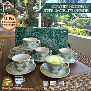 KOPIN 6 pasang cangkir teh/coffe set  KPC-04 Motif Green Hazel