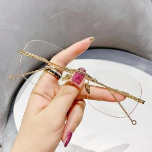Kính Cận Thời Trang Hàn Quốc Không Khung Chống Ánh Sáng Xanh Gọng Mảnh Retro Vintage Cho Nam Nữ Kính Mắt Cận