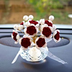 Pajangan Mobil Bunga Mawar Miniatur untuk Dashboard - Aksesoris Mobil / Shiyan