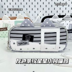 JPTD  Storage Polka Dot Pencil Case Pencil Pouch Large Capacity Y2K Star Stripe Stationery Bag Cosmetic Bag Stationery Korean Style Cat Ears Pen Bag Stationery Holder