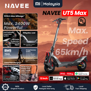 NAVEE UT5 Ultra X Electric Super Scooter Speed Max 65kmh 2400w Dual Motor Hydraulic Suspension Disc Brake 12" Tires