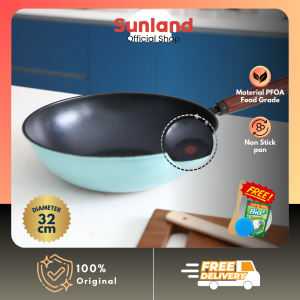 Sunland Wajan Batu Medis Anti Lengket Tahan Gores Ukuran 32cm PF10 Wok Fry Pan