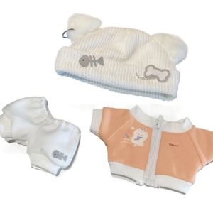 SIRENXI Cat Jacket 20cm Cotton Dolls Clothes Cute Hat Fishbone Cotton Doll Outfit Cute Pants Doll Clothes Set Cotton Doll Accessories