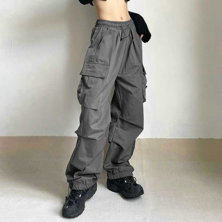 Women High Waisted Flare Pants Wide Leg Denim Jeans Loose Baggy Cargo Pants  with Flap Pockets Y2K E-Girl Streetwear