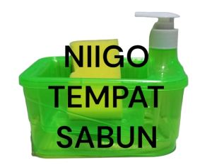 Tempat Sabun Bulat dan Kotak + Spons Cuci Piring (2in1) Soap Pump Wadah Sabun Cair Sunlight Viral