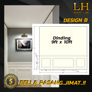 Set 10ft x 9ft DIY WAINSCOTING SINGLE FRAME Siap Potong Dinding Diamond Mirror Fluted Shiplap Accent Wall ABCDEF