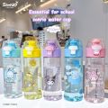 Kuromi water bottle Sanrio Botol air Melody Cinnamoroll 550ml Clear Glass Summer Portable Mug Children School Drinking Mug Girls Cute Cartoon Mugs kanak-kanak cup. 