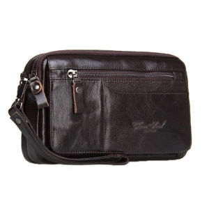 Cheersoul Tas tangan pria Tas genggam Handbag kulit pria Tas pasport [Hitam]