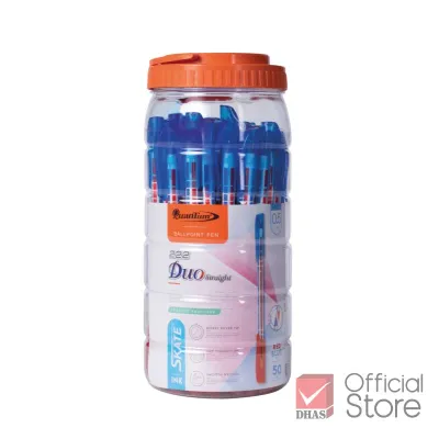 Quantum ปากกา ปากกาน้ำเงิน ปากกาโหล ปากกาลูกลื่น สเก็ต 222 ดูโอ สเตร็ท 0.5 จำนวน 50 ด้าม