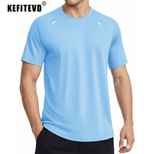 KEFITEVD Áo sơ mi tập luyện của nam giới Thể thao lưới khô phù hợp với áo sơ mi ngắn tay áo sơ mi giữ ẩm Chạy bộ đi bộ đường dài Hiệu suất tập thể dục Tee2026