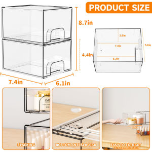 Transparent Stackable Storage Box Drawer style Home Furnishings Kitchen Cosmetics Organizer Multi functional Storage