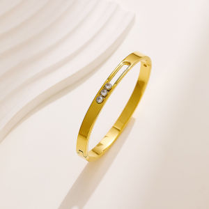 Pits Luxury Design Gold Color Waterproof Stainless Steel Luxury Brand Bangles Bracelet for Women Accessories Gift
