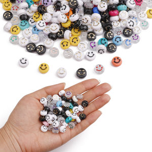 Mixed Love Heart Acrylic Beads Flat Round Loose Spacer Beads For Jewelry Making Handmade Diy Bracelet Necklace