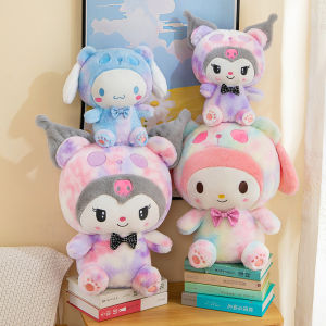 25CM Sanrio Tie Dye Plushies Dolls Cartoon Kuromi Stuffed Plush Doll My Melody Plush Toys Pillow Room Decoration Children Birthday Gifts