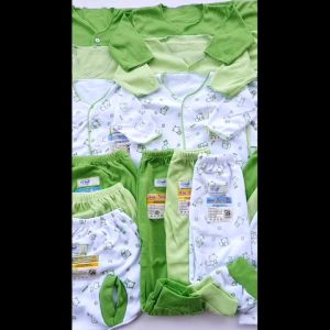 18 PCS PAket Hemat Baju Celana Bayi KOMBINASI Hijau SABLON Baru Lahir Kualitas Premium Orikids Store