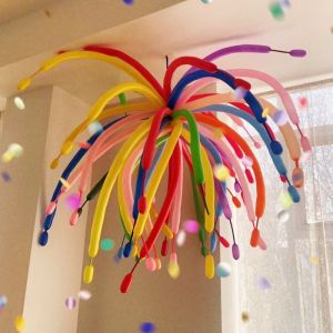 DOWNA 50pcs Cao su Bóng bay dài Màu sắc hỗn hợp Nhiều màu sắc Bóng bay màu sắc dopamine Sáng tạo Đạo cụ ảnh Bóng bay pháo hoa Trang trí nhà cửa