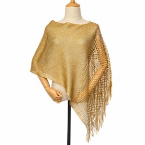 PLLEWY Multicolor Hollow Out Shawl Tassel Solid Color Glitter Scarf Fashion Breathable Dresses Shawls Dinner Party