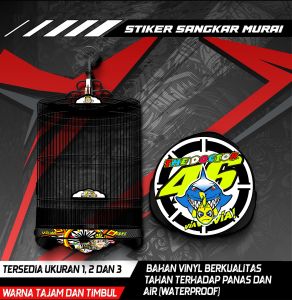 Stiker Decal Sangkar Burung Murai Sangkar Bulat Custom High Quality Desain Rossi Anti Air