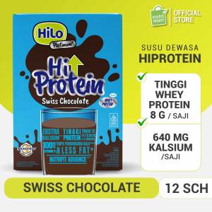 HiLo Platinum Swiss Chocolate 420g - Susu Dewasa Anti Pegal Lebih Tinggi Kalsium Protein Paling Lengkap