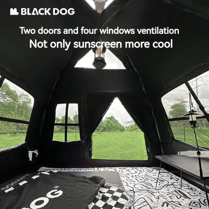 BLACKDOG%20Black%20Vinyl%20Automatic%20Tent%20Portable%20Folding%202%20Doors%204%20Windows%204%20Person%20Camping%20Tent%20Auto%20Pop%20Up%20Fast%20Setup%20Poles%20Waterproof%20Windproof%20Outdoor%20Tent%20PU%20Or%20Vinyl%20Coated%20Beige%20Black%20Dog%20-%20Image%204