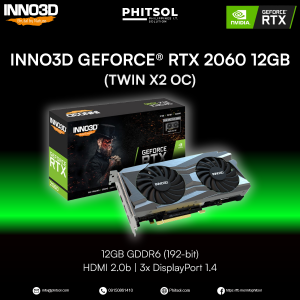 INNO3D GEFORCE RTX 2060 (TWIN X2 OC) | 12GB GDDR6 | HDMI 2.0b | Display Port 1.4 | ( SLIGHTLY USED)