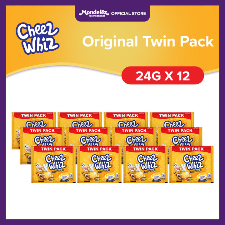 Cheez Whiz Twin Pack - Original Cheese Spread 24g with Vitamin A & D, Calcium Phosphorus (Set of 12)