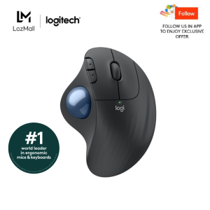 Logitech ERGO M575S Wireless Trackball Mouse - wireless ergonomic mouse with Bluetooth & encrypted dongle comfortable thumb control precise & smooth tracking for PC/Mac