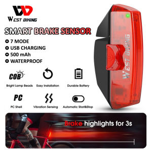 West Biking Brake Sensor Tail light Lampu Sepeda Belakang Sensor Rem Otomatis Lampu Rem Sepeda Stoplamp Sepeda Lampu Rem Roadbike Lampu Bike Lamp Gowes Aksesoris Lampu Sepeda Balap Lampu MTB Lampu Seli Brake Light Lampu Safety Roadbike Gyroscope Sensor RB