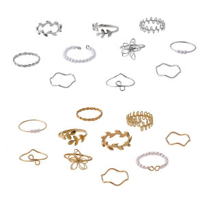 10 cái openwork lá Nhẫn hoa nho ngọc trai giả nhẫn đeo tay cho trang phục hàng ngày phụ kiện thời trang của phụ nữ