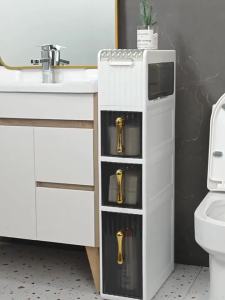 Toilet Cabinet Shelf Toilet Floor Trolley Waterproof  Environmental Protection Odorless Toilet Narrow Gap Locker Narrow Storage Cabinet Toilet Organizer
