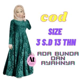 Athaillah Leza Kid - Gamis Syari Dress Baju Muslim Anak Perempuan Terbaru terlaris kekinian Modern 2021 Lebaran bahan full Brukat ibu dan anak murah Usia 3 sampai 13 tahun