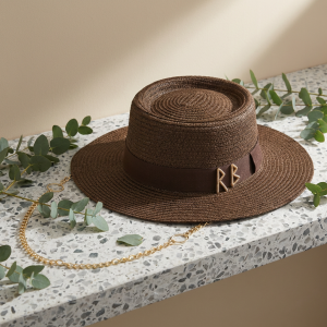 French Style Flat Top Straw Hat Women Summer UV Protection Sun Hat with Detachable Chain Ribbon Beach Vacation Travel Cap2026