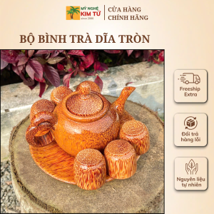 Bộ Bình Trà Gỗ Dừa Dĩa Tròn Phù Hợp Trà Đạo Trang Trí Bàn Trà Thiết Kế Sang Trọng Dùng Biếu Tặng Thầy Cô Sếp - KIM TỨ