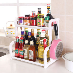 JustLiving Kitchen Storage Plastic Storage Seasoning Double Seasoning Multifunctional Countertop Storage Rack