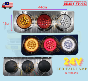 3 Warna 24V LED Krom Lampu Belakang/Brek/Isyarat/Undur Lori Treler Trak Bas