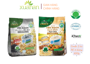 Combo 2 túi: Ngũ Cốc Yến Mạch Hạnh Nhân Hạt Chia 400G + NC Yến Mạch Óc Chó & Mè Đen 400G[ít đường](Tặng Kèm 1 Túi Yến Mạch 150G)