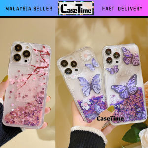 Redmi 9A 10 12C A1 Note 10 4G 10s 10 Pro 11 11s 12 12 Pro 12 Pro Plus 5G glitter sand shining pink purple butterfly sakura flower blossom colour moving liquid luxury soft case casing cover fon sarung 手机壳